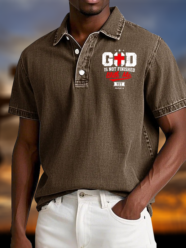 God Is Not Finished With Me Vintage Short Sleeve Polo Shirt