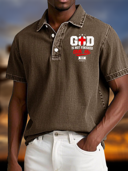 God Is Not Finished With Me Vintage Short Sleeve Polo Shirt