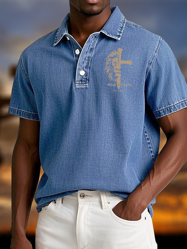 Man of Faith Vintage Short Sleeve Polo Shirt