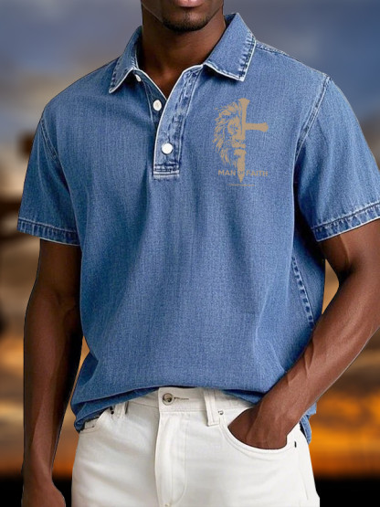 Man of Faith Vintage Short Sleeve Polo Shirt