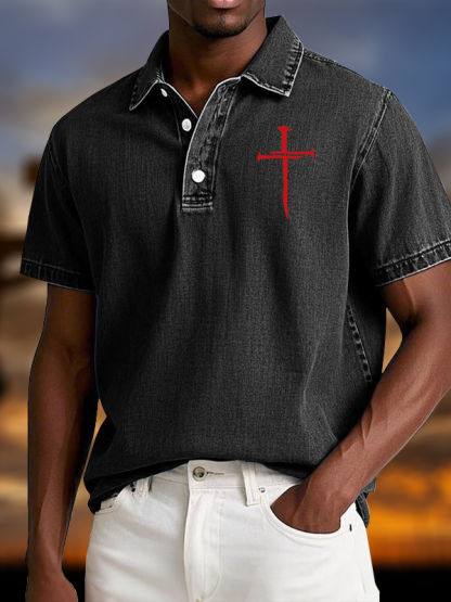 Red Cross Vintage Short Sleeve Polo Shirt
