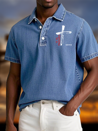 It Is Finished Vintage Short Sleeve Polo Shirt