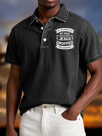 Jesus Dropped The Charges Vintage Short Sleeve Polo Shirt