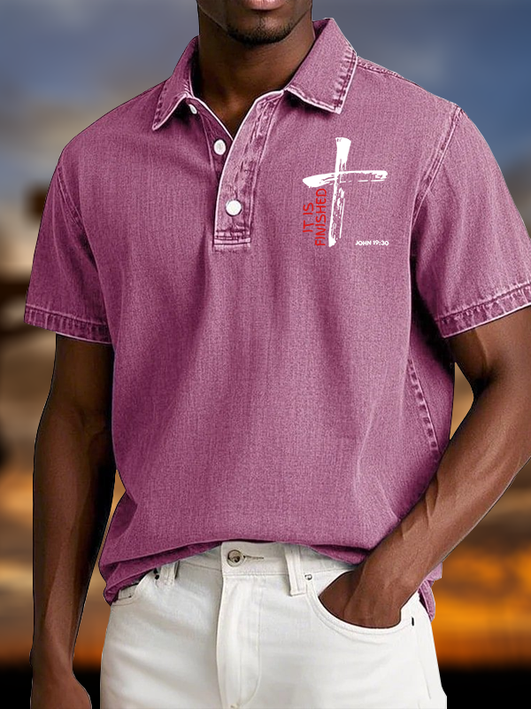It Is Finished Vintage Short Sleeve Polo Shirt