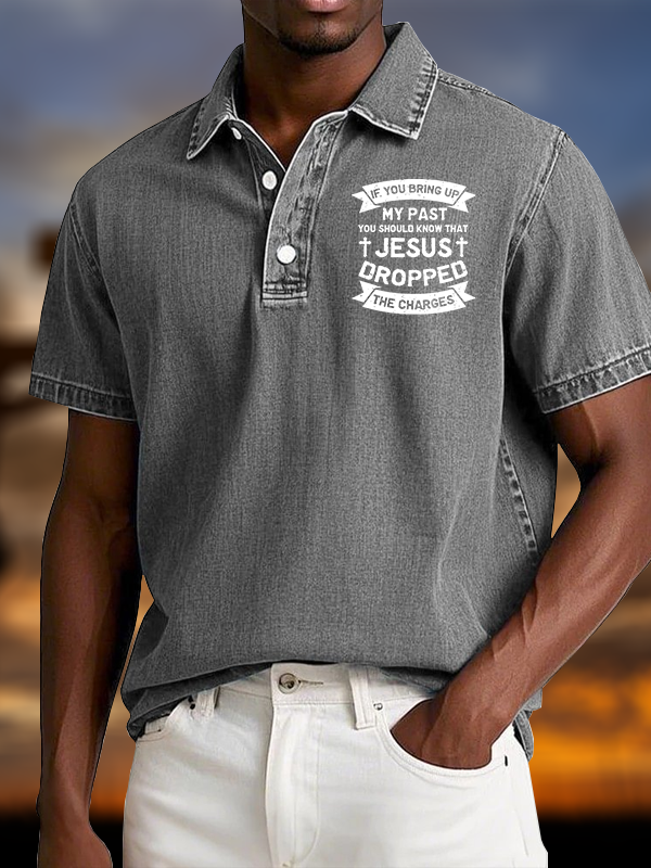 Jesus Dropped The Charges Vintage Short Sleeve Polo Shirt
