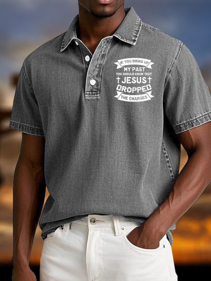 Jesus Dropped The Charges Vintage Short Sleeve Polo Shirt