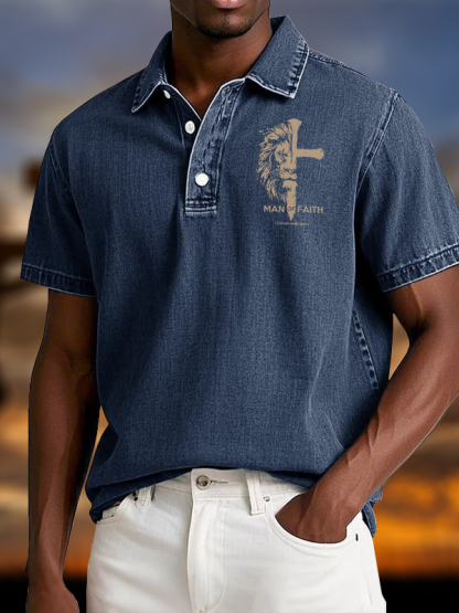 Man of Faith Vintage Short Sleeve Polo Shirt