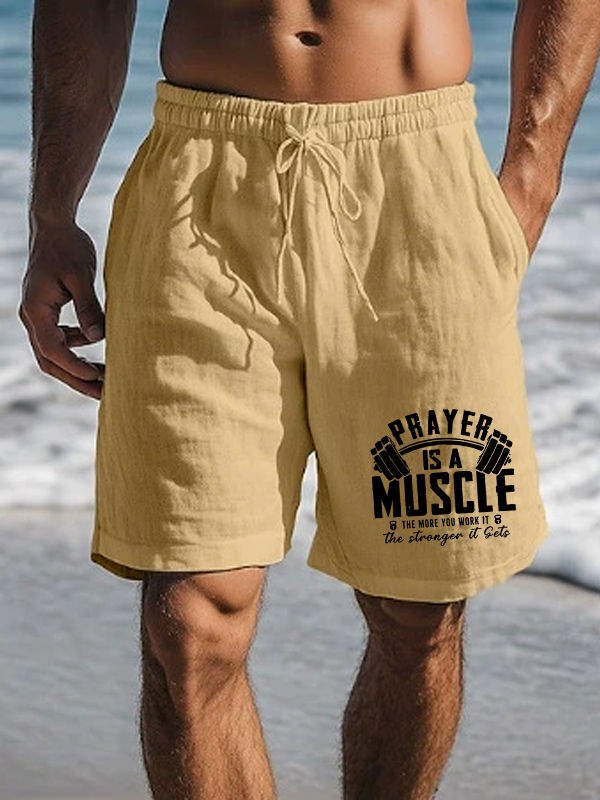 Prayer Is A Muscle Cross Christian Beach Shorts