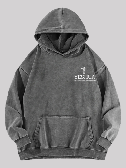 Yeshua King Of Kings Lord Of Lords Jesus God Christian Washed Hoodie