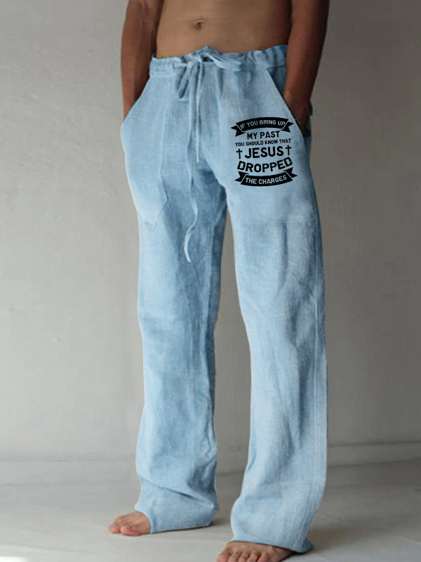 Men's Jesus Dropped The Charges Christian Beach Pants