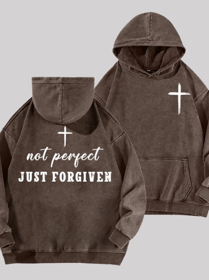 Not Perfect Just Forgiven Jesus God Christian Washed Hoodie