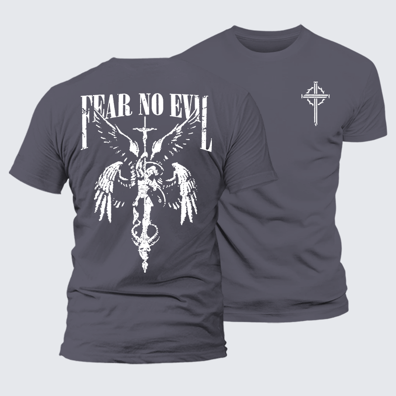 Fear No Evil Jesus God Christian Premium Mercerized Cotton Tee