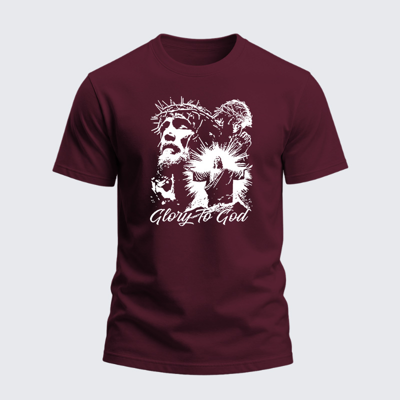 Heavyweight Cotton Tee - Glory to God Jesus Crown of Thorns