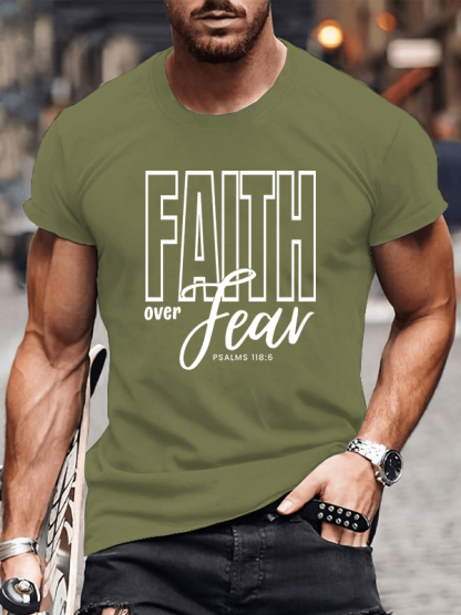 Faith Over Fear Jesus God Christian Cotton T-Shirt