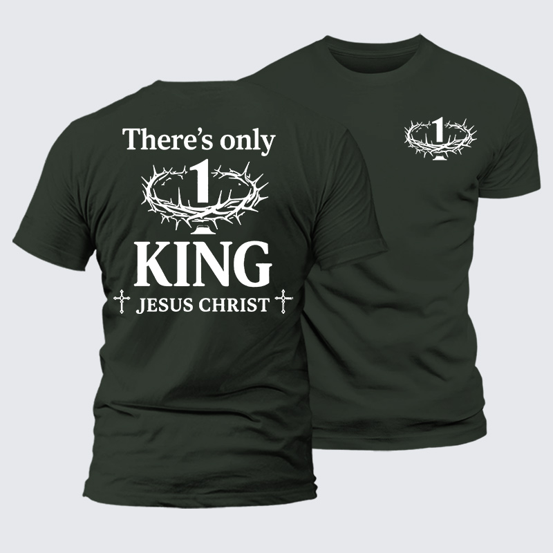 There's Only King Jesus God Christian Premium Mercerized Cotton Tee