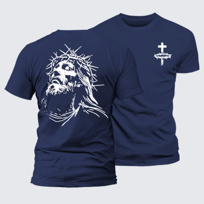 Vintage Crown of Thorns  Jesus God Christian Premium Mercerized Cotton Tee