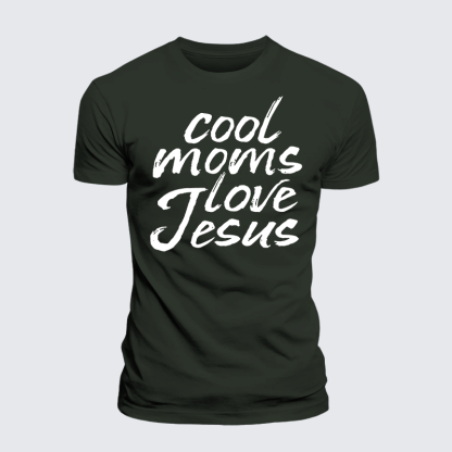 Cool Moms Love Jesus Jesus God Christian Premium Mercerized Cotton Tee