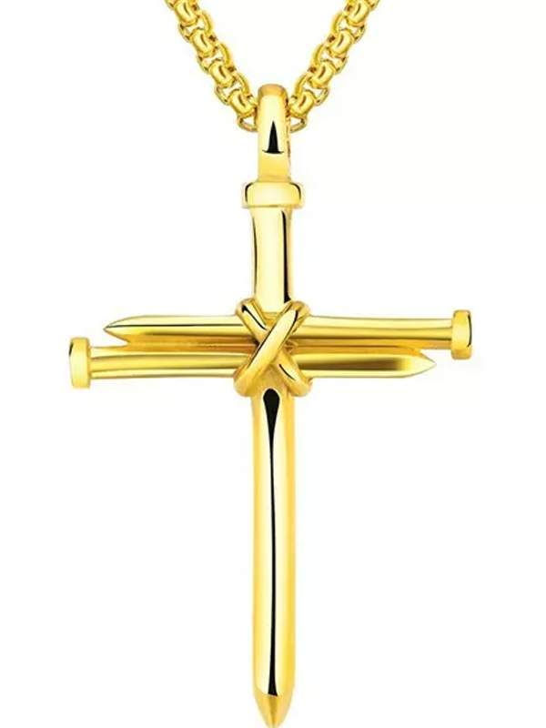 Christian Simple Cross Nail Necklace Pendant