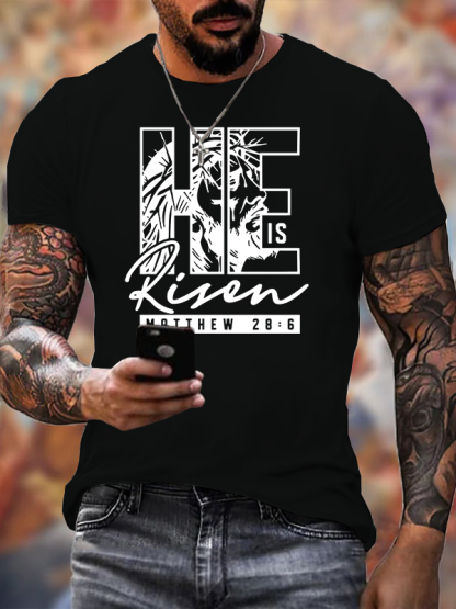 He Is Risen Jesus God Christian Cotton T-Shirt