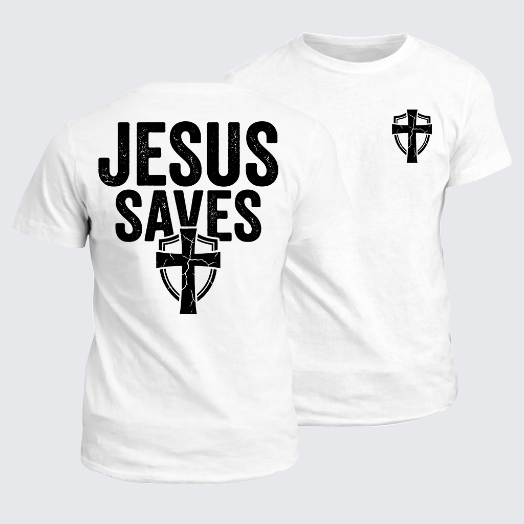 Jesus Saves Jesus God Christian Cotton T-Shirt