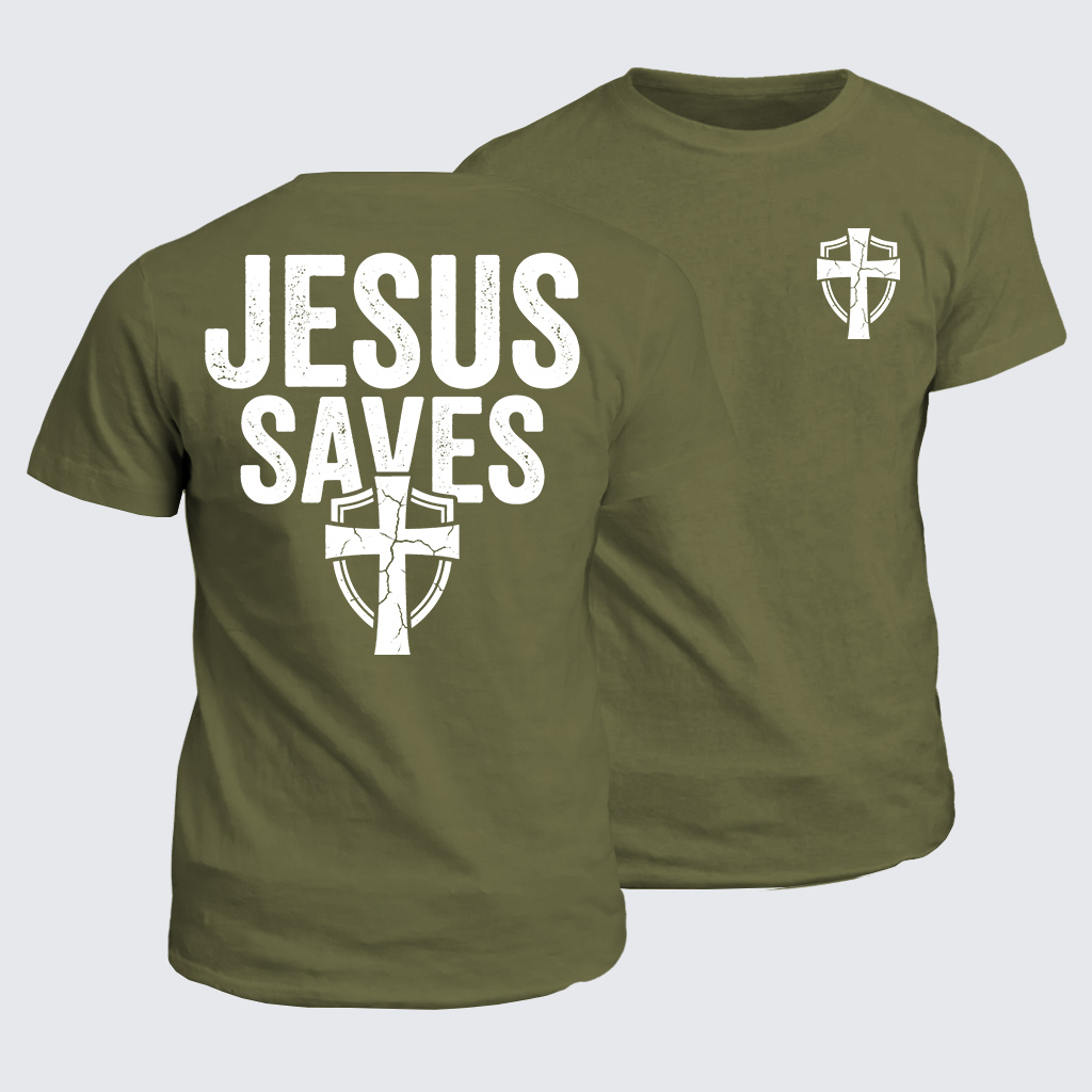 Jesus Saves Jesus God Christian Cotton T-Shirt