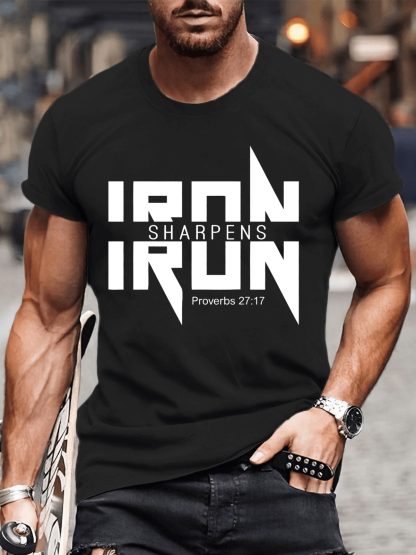 IRON SHARPENS IRON Proverbs 27:17 Christian Cotton T-shirt