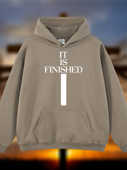 It Is Finished Jesus God Christian Plush Fleece-Lined Hoodie