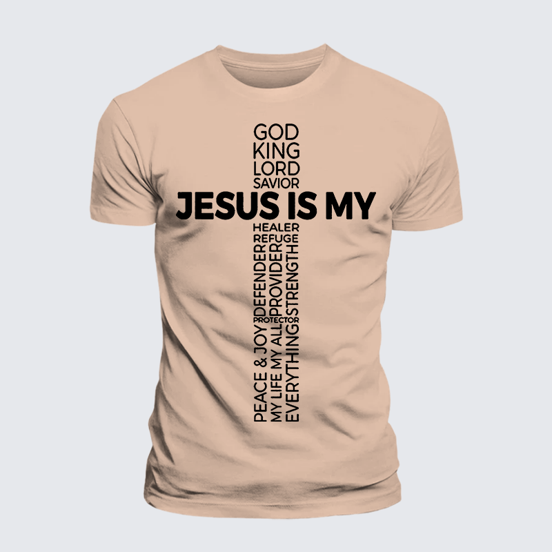 Jesus Is My God King Lord And Savior Jesus God Christian Premium Mercerized Cotton Tee