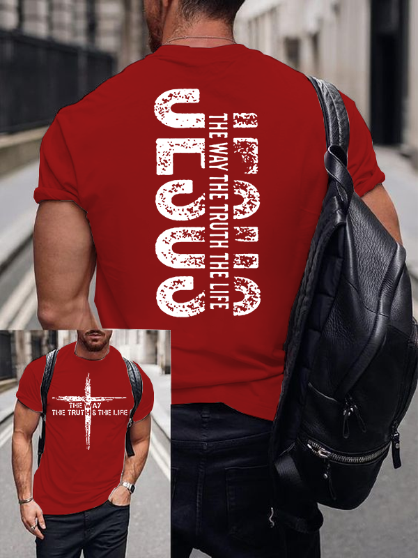 Faith Cross The Way The Truth The Life Jesus God Christian Cotton T-Shirt