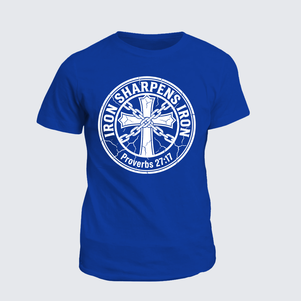 Iron Sharpens Iron - Proverbs 27:17 Jesus God Christian Cotton T-Shirt