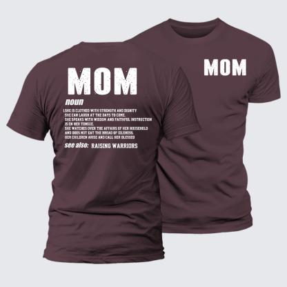 Mom Raising Warriors Jesus God Christian Premium Mercerized Cotton Tee