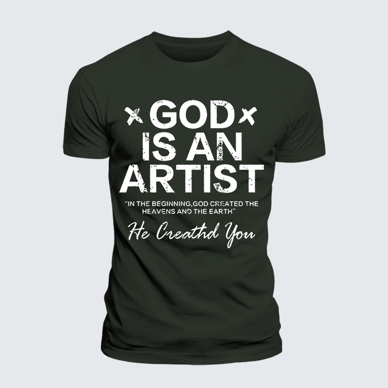 God Is An Artist Jesus God Christian Premium Mercerized Cotton Tee