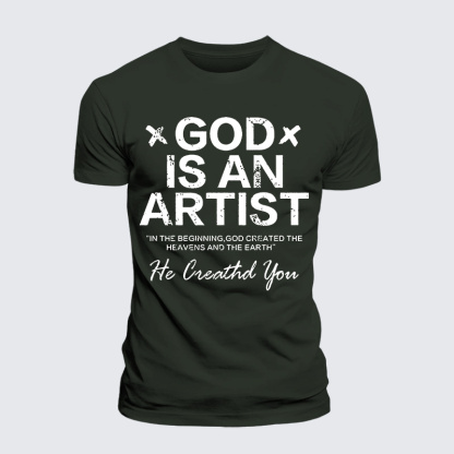 God Is An Artist Jesus God Christian Premium Mercerized Cotton Tee
