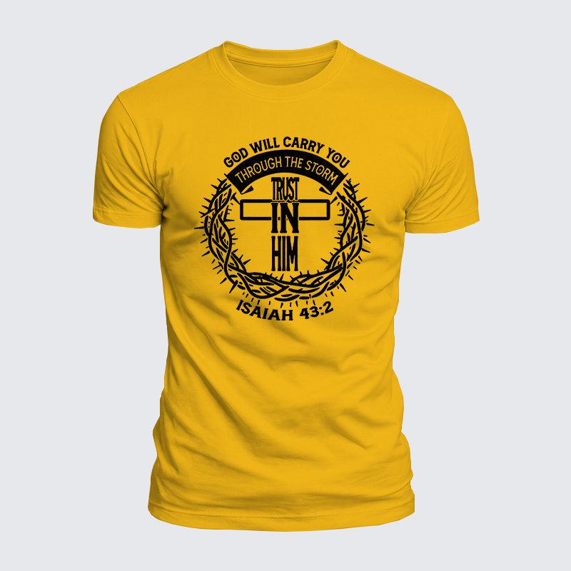 God Will Carry You Through The Storm Jesus God Christian  – Luxe Mercerized Interlock Cotton Tee