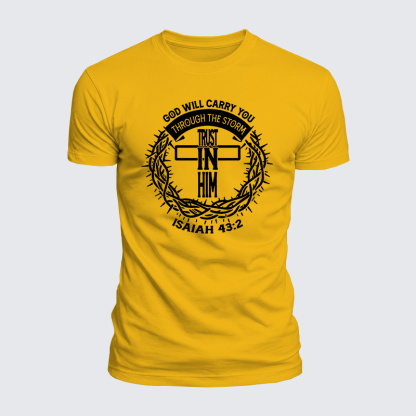 God Will Carry You Through The Storm Jesus God Christian  – Luxe Mercerized Interlock Cotton Tee