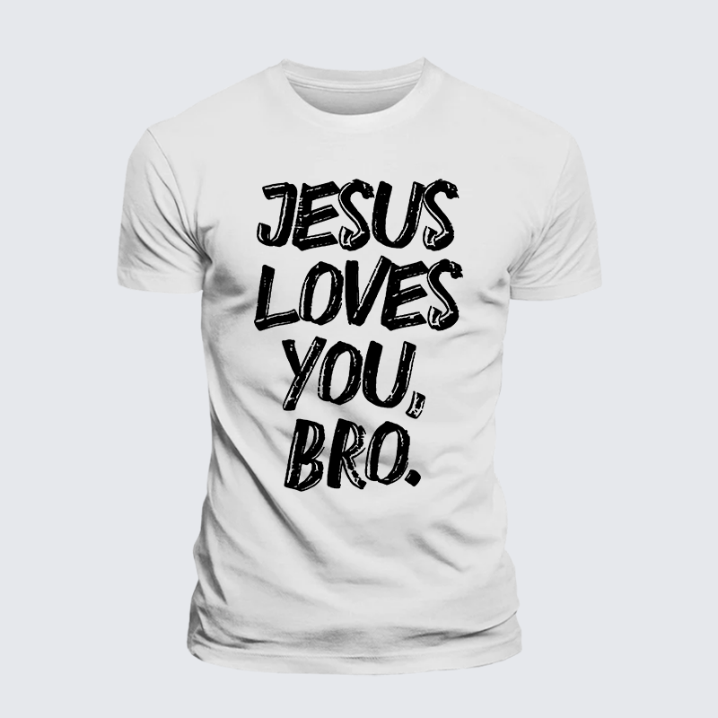 Jesus Loves Bro Jesus God Christian Premium Mercerized Cotton Tee