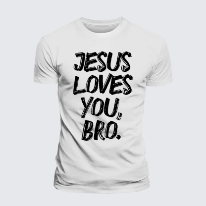 Jesus Loves Bro Jesus God Christian Premium Mercerized Cotton Tee