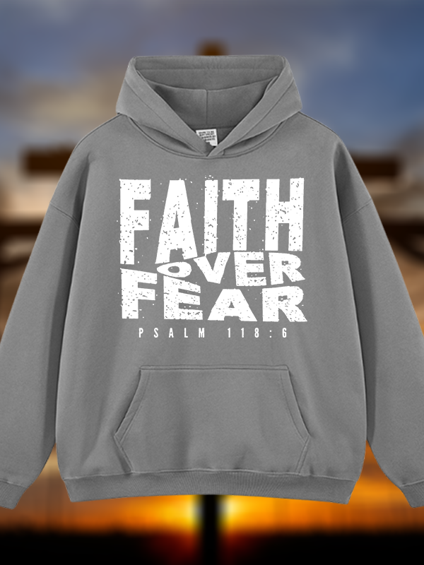 Faith Over Fear Jesus God Christian Plush Fleece-Lined Hoodie