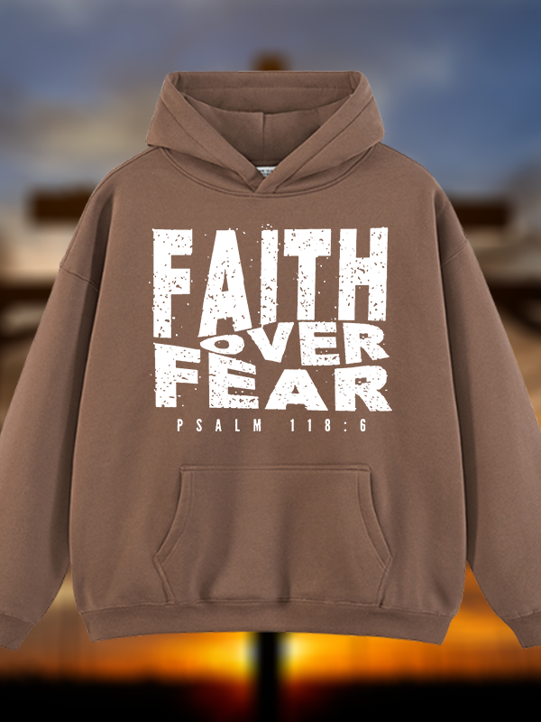 Faith Over Fear Jesus God Christian Plush Fleece-Lined Hoodie