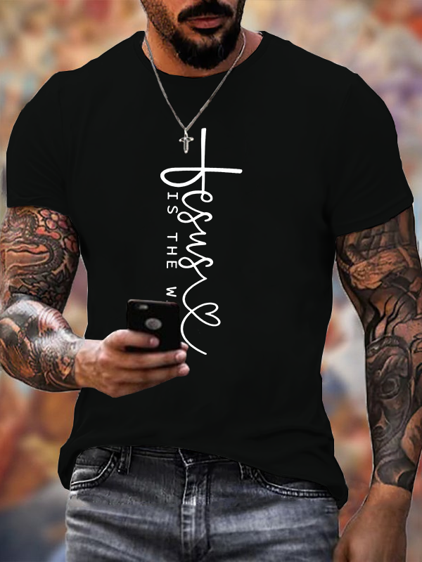Man Of God Husband Dad Jesus God Christian Cotton T-Shirt