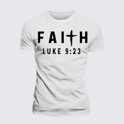 Luke 9:23 Jesus God Christian Premium Mercerized Cotton Tee