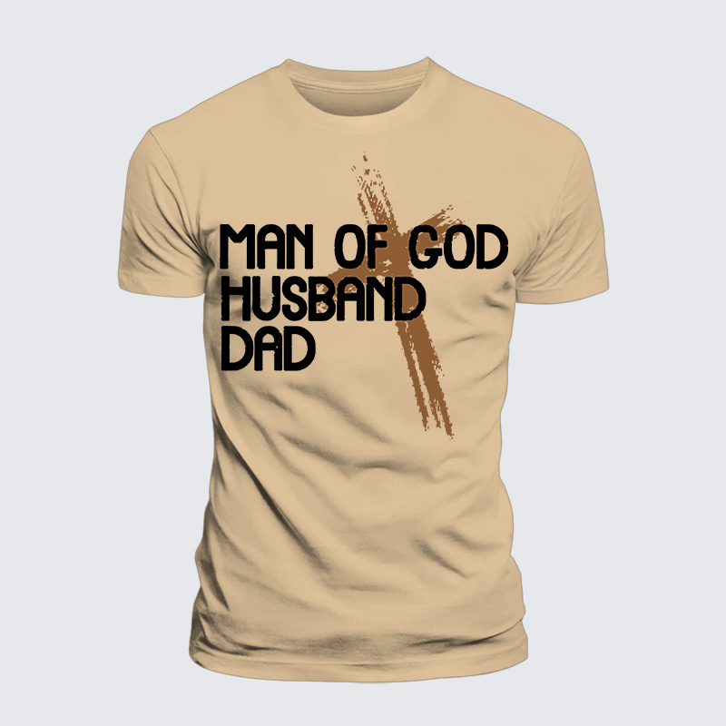 Man Of God Husband Dad Jesus God Christian Premium Mercerized Cotton Tee