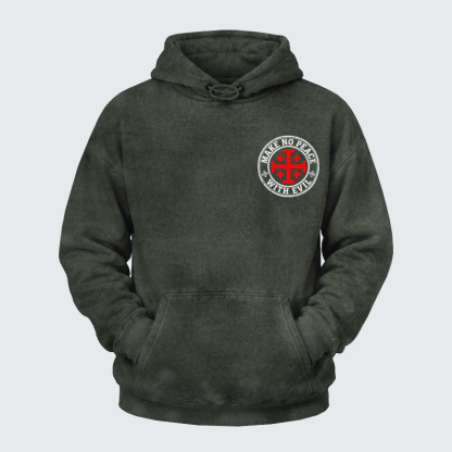 Washed Hoodie   - Make No Peace with Evil Knight Templar Jerusalem Cross