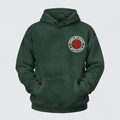 Washed Hoodie   - Make No Peace with Evil Knight Templar Jerusalem Cross