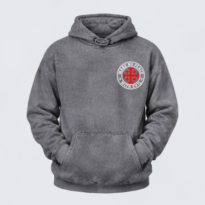 Washed Hoodie   - Make No Peace with Evil Knight Templar Jerusalem Cross