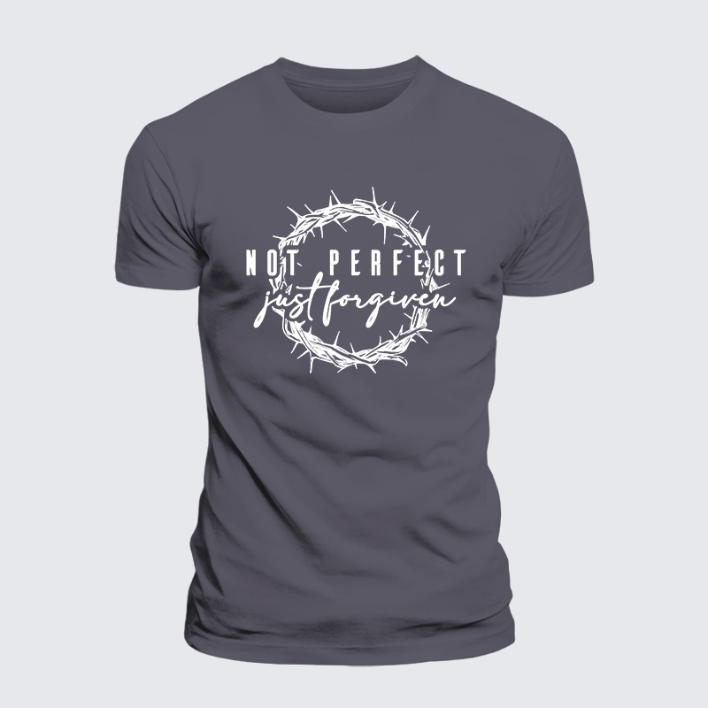 Not Perfect Just Forgiven Jesus God Christian Premium Mercerized Cotton Tee