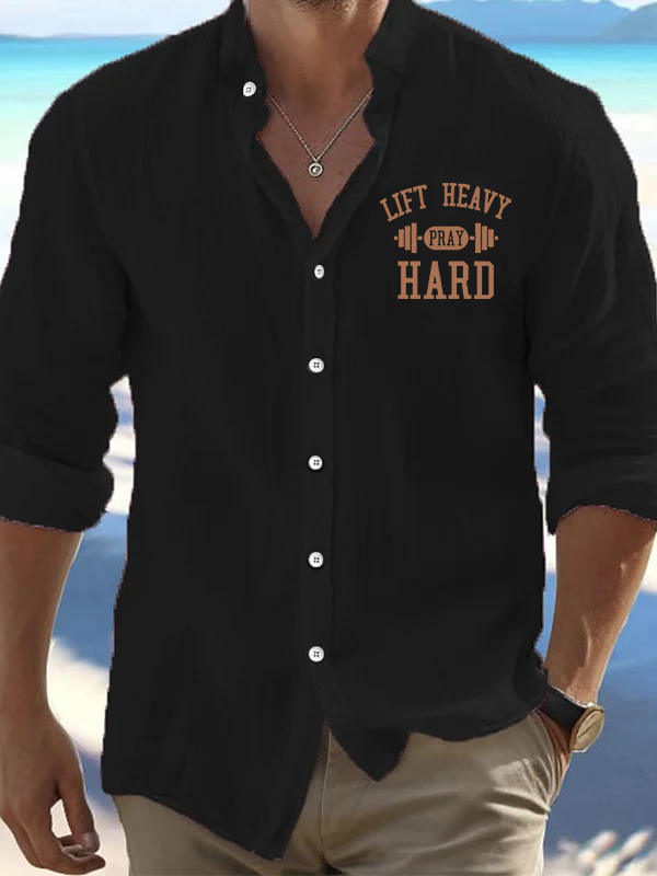 Lift Heavy Pray Hard Christian Resort Casual Shirt