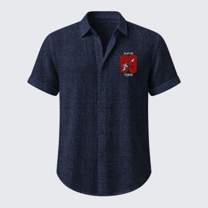 Short Sleeve Casual Shirt - He Left The 99 To Find Me - Navy blue (front)