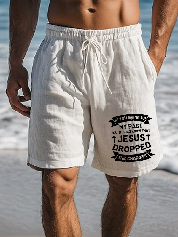 Men's Jesus Dropped The Charges Christian Beach Shorts