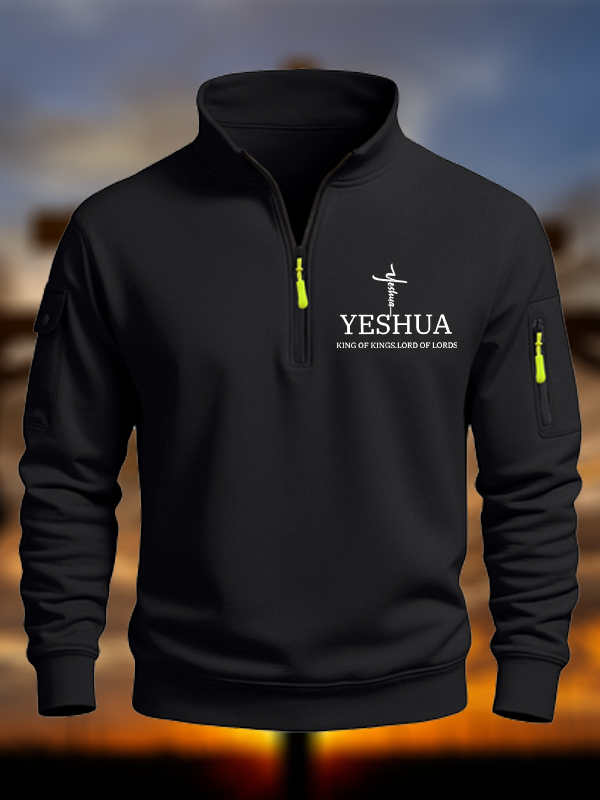 Yeshua King Of Kings Lord Of Lords Zipper Stand Collar Hoodie